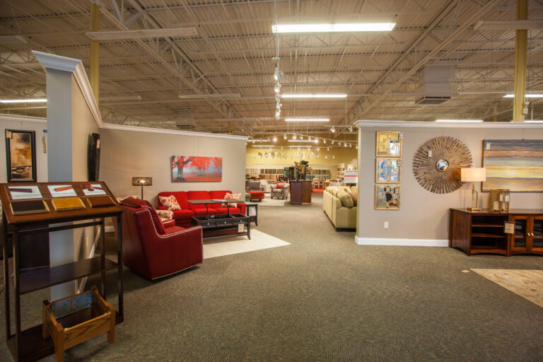 Furniture store showroom Borofka's Furniture store, neutral painted walls. Located in Burnsville Minnesota.